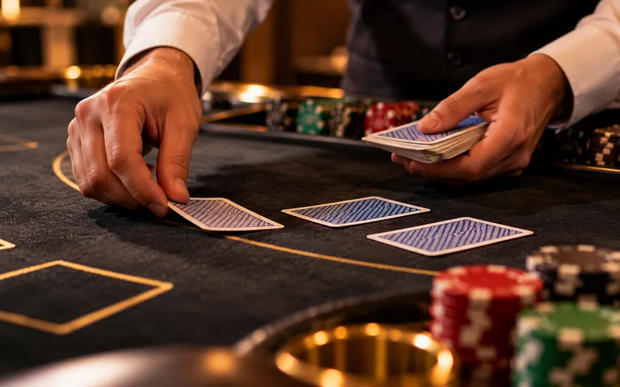 Croupier hands dealing cards in a live casino stream watched from Tanzania